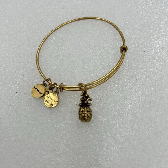 Alex And Ani Bangle Bracelet Crystal “Welcome” Pineapple Goldtone - Picture 2 of 3